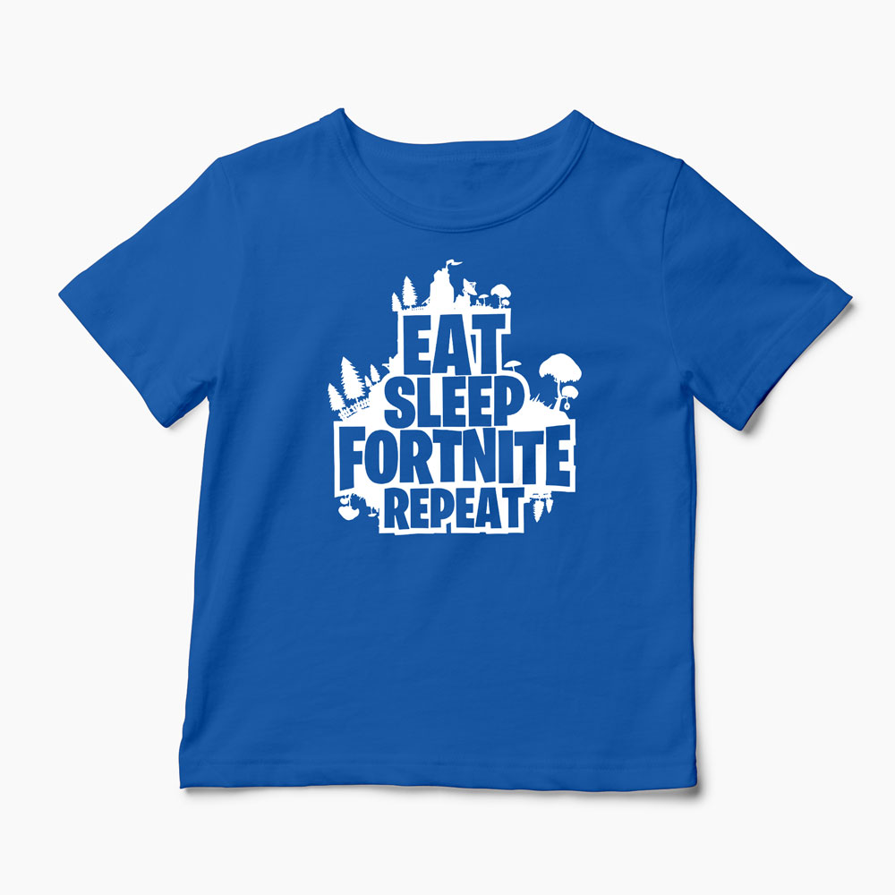 Tricou Fortnite Eat Sleep Repeat - Copii-Albastru Regal